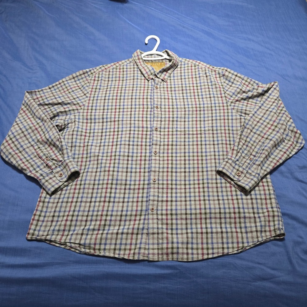 Rustic Outfitter Button Down Shirt Mens 4XL Gray Plaid Excellent Brushed Cotton